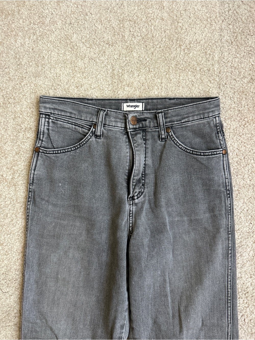 Wrangler Gray Denim Jeans with Brass Button
